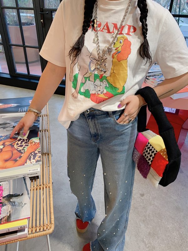 Plus Size Women's Printed Short Sleeve T-Shirt - Gold Support Design, Spring Summer 2025, Casual Base Top, Y2K Style