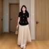 Plus-Size Women's Sequin Floral Short Sleeve Top - Summer Style for Curvy Figures, Perfect with a Slimming Skirt Set