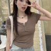 Plus-Size Women's Slim-Fit Short Sleeve T-Shirt - 2025 Summer Versatile Basic Top for Curvy Style