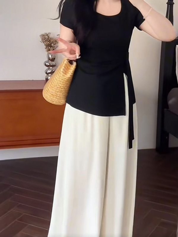 Plus Size Women's Summer High Waist Loose Wide-Leg Pants - Casual Cool Feeling Versatile Slimming Fashion Trousers