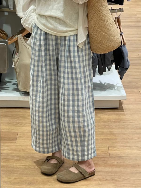 Plus Size Women's Summer Plaid Balloon Pants - Flattering Loose Nine-Point Style, Lightweight and Cool for 2025
