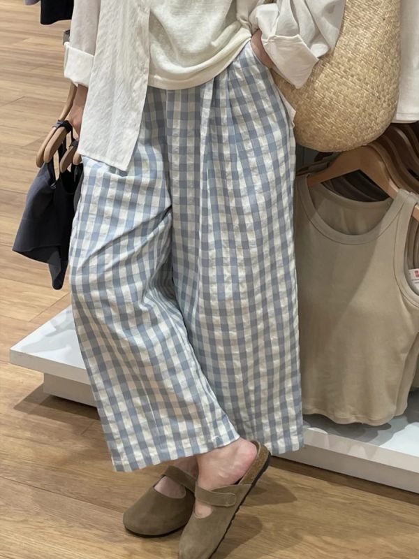 Plus Size Women's Summer Plaid Balloon Pants - Flattering Loose Nine-Point Style, Lightweight and Cool for 2025