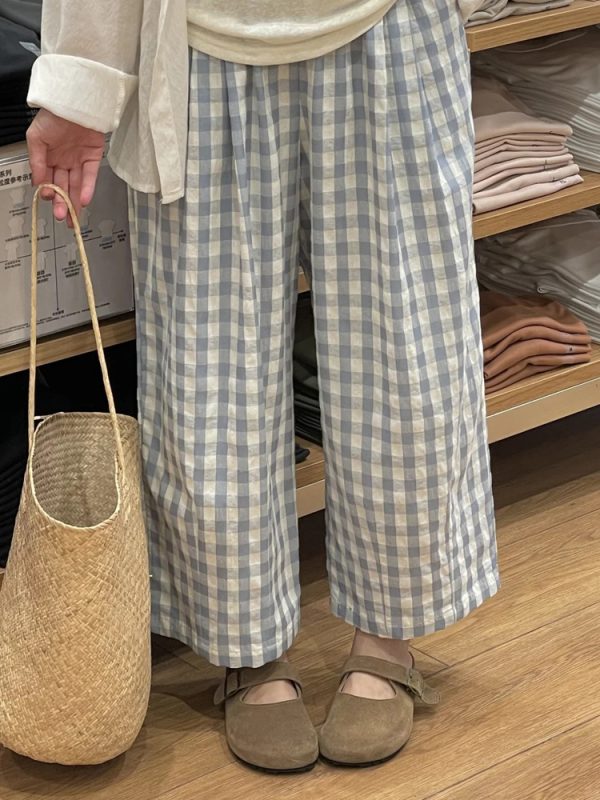 Plus Size Women's Summer Plaid Balloon Pants - Flattering Loose Nine-Point Style, Lightweight and Cool for 2025