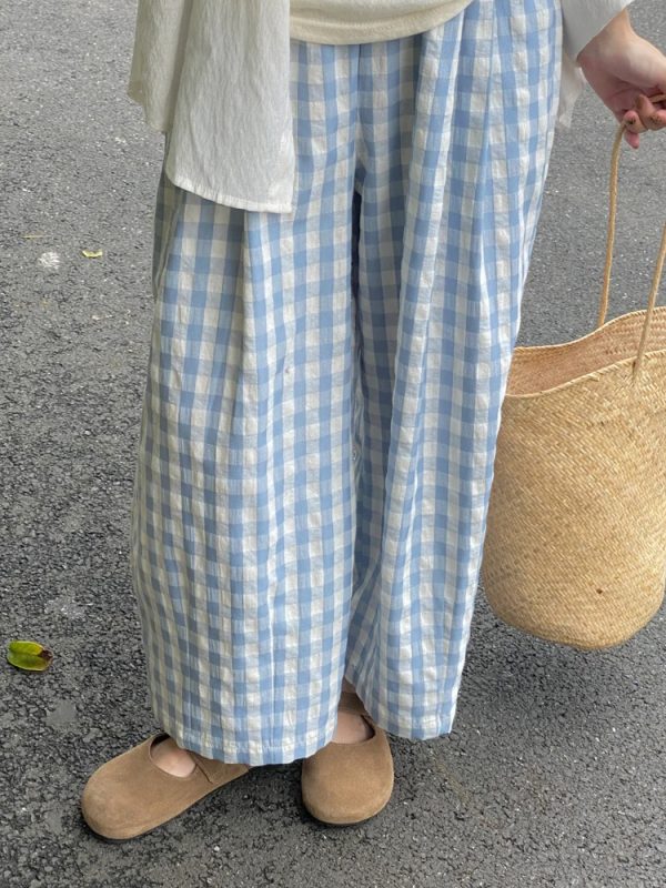 Plus Size Women's Summer Plaid Balloon Pants - Flattering Loose Nine-Point Style, Lightweight and Cool for 2025