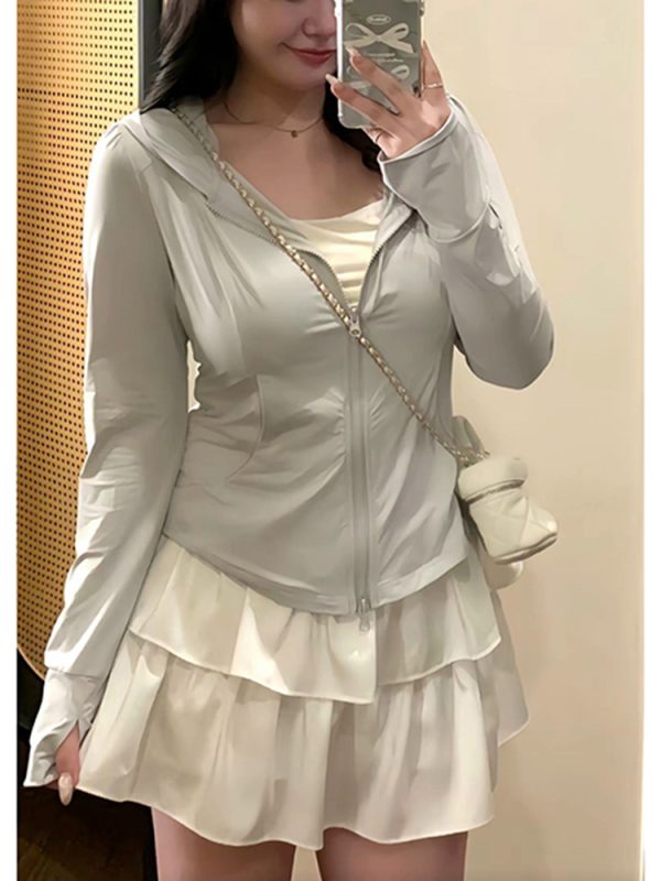 Plus Size Women's Summer Sports Cardigan - Thin Sun Protection Jacket for Cool Comfort - Slimming Outerwear for Chubby Fit