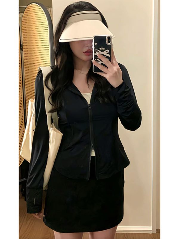 Plus Size Women's Summer Sports Cardigan - Thin Sun Protection Jacket for Cool Comfort - Slimming Outerwear for Chubby Fit