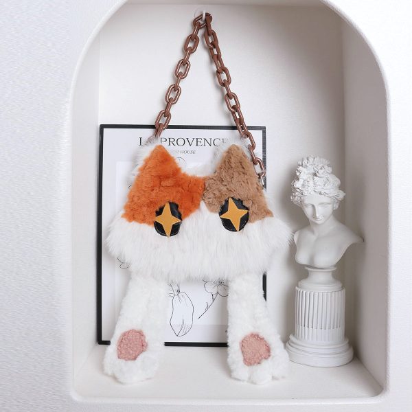 Plush Cat Crossbody Bag for Women - Soft Three-Color Face-Covering Design, Autumn/Winter Niche Style
