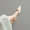 Pointed Cross-Strap Closed-Toe Flat Sandals for Women â€“ Genuine Leather Outdoor Summer Footwear 2024, French Style
