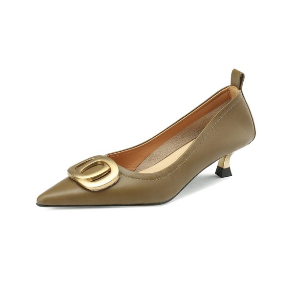Pointed Toe Stiletto High Heels in Genuine Leather - Commuting Style Shallow Mouth Flats for Effortless Chic Elegance