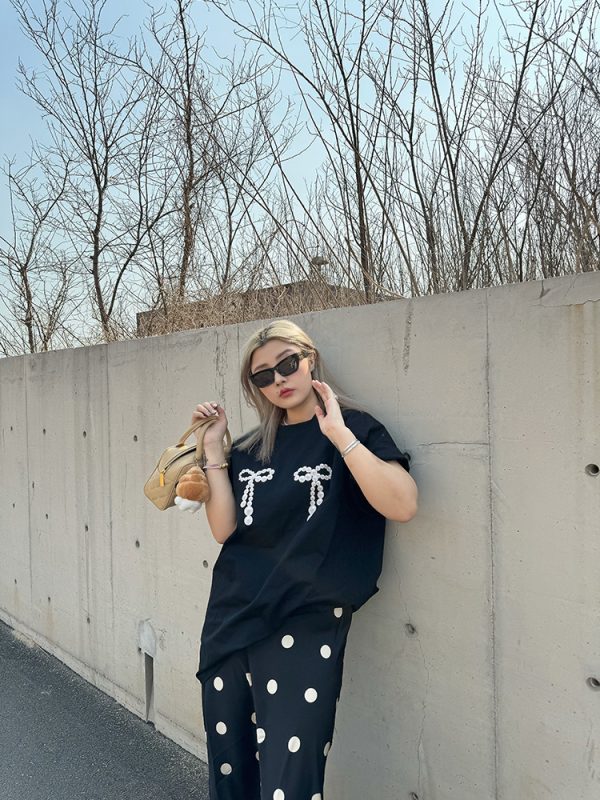 Polka Dot Black and White Color-Blocking Slim-Fit Women's Skirt - Versatile Spring and Summer Style, 2024 Niche Design, Y2K Fashion