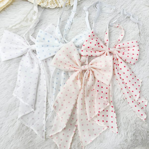 Polka Dot Bow Tie Uniform Accessory - Adjustable Pudding Bear Inspired JK Style Bowknot for Cute Fashion Looks