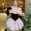 Princess Black Puff Skirt Dress with Bow and Diamond-Studded Neck, Fairy Tale Style for Birthdays, Y2K Fashion