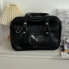 Pudding Bear Student Tote Backpack - JK Uniform Bag, Single Shoulder PU Commuter Briefcase for Laptops & Travel