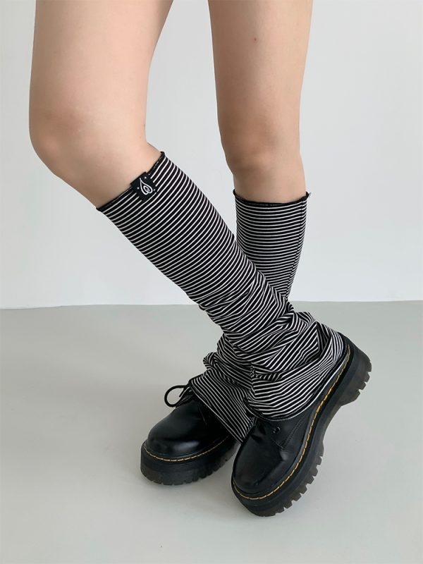 Purple-Black Striped Split Socks - Versatile Casual Taro Mud Design for Trendy Y2K Style