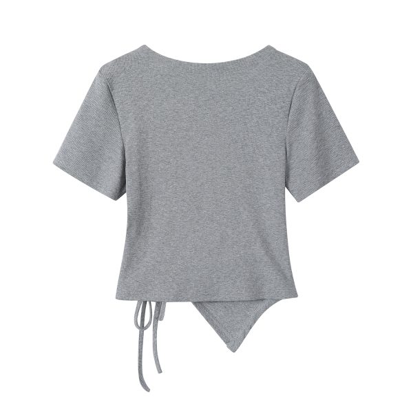 Purple Irregular Off-Shoulder Asymmetrical T-Shirt for Women, Fitted Waist Blouse, Unique and Stylish Casual Top
