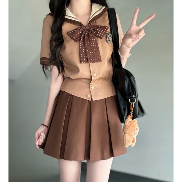 Purple Pudding Bear JK Uniform Sailor Suit - Japanese College Style Waist-Defined Navy Collar Set for Trendy Y2K Fashion