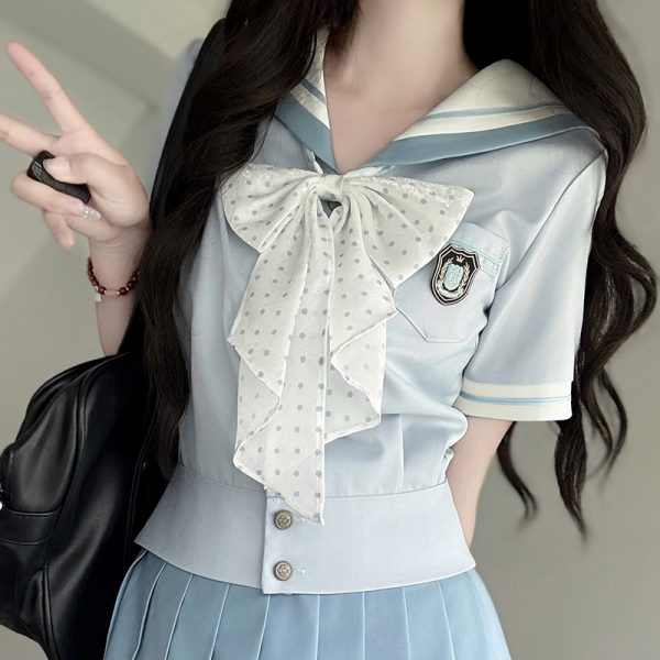 Purple Pudding Bear JK Uniform Sailor Suit - Japanese College Style Waist-Defined Navy Collar Set for Trendy Y2K Fashion
