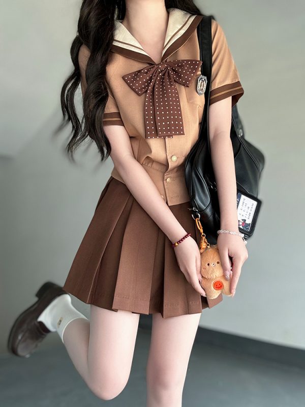 Purple Pudding Bear JK Uniform Sailor Suit - Japanese College Style Waist-Defined Navy Collar Set for Trendy Y2K Fashion