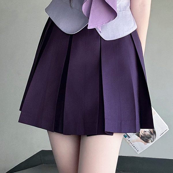 Purple Pudding Bear JK Uniform Sailor Suit - Japanese College Style Waist-Defined Navy Collar Set for Trendy Y2K Fashion