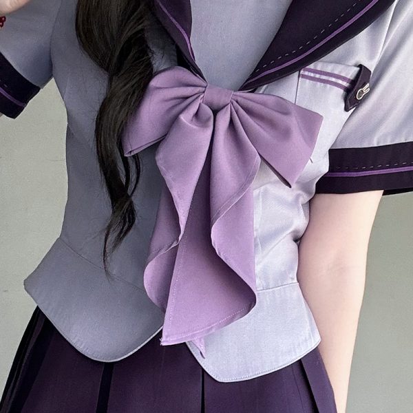 Purple Pudding Bear JK Uniform Sailor Suit with Dotted Navy Collar, College Style, Waist-Defining Slim Fit, Y2K Aesthetic