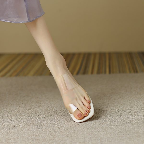 PVC Transparent One-Strap Open-Toe Slippers for Women - Summer Versatile Mid-Heel Sandals in Welfare Style, Y2K Fashion