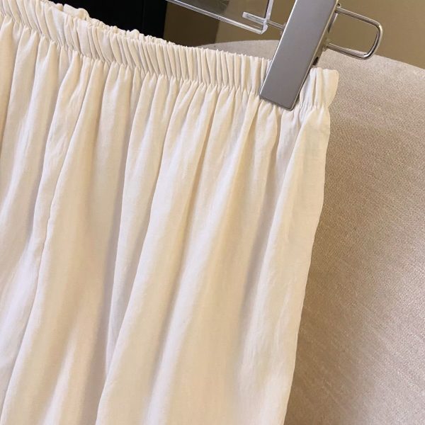 Qipao-Style Wide-Leg Leggings for Forest Girls, Japanese Fresh Style, Elastic Waist, Lace Trim, Cotton-Linen Spliced Pants