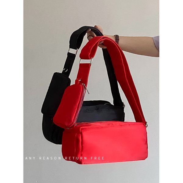 Red Casual Crossbody Pillow Bag for Women - 2024 Summer Small Square Underarm Shoulder Bag, Versatile Niche Style