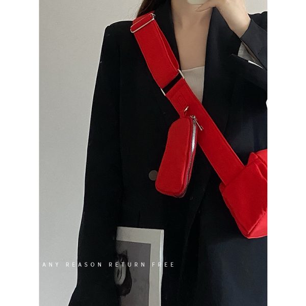 Red Casual Crossbody Pillow Bag for Women - 2024 Summer Small Square Underarm Shoulder Bag, Versatile Niche Style