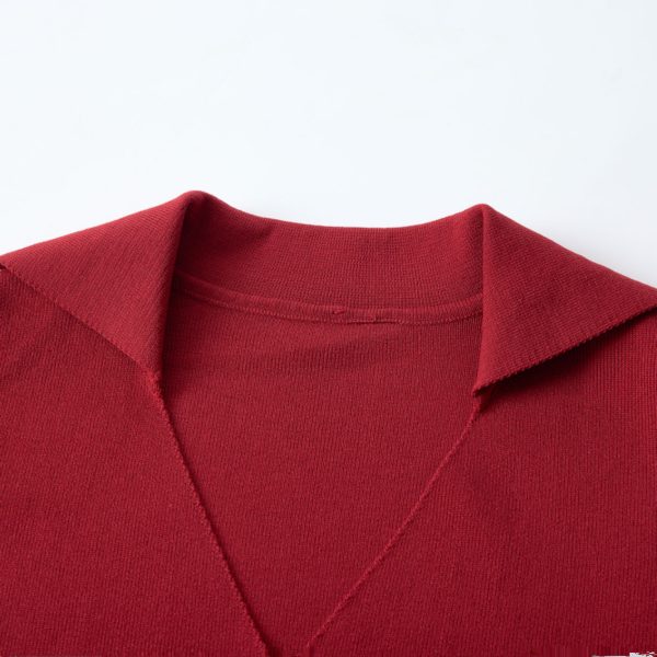 Red Knitted Vest Top for Women - 2025 Summer Polo Collar Sleeveless T-Shirt Blouse, Trendy Korean Style Fashion
