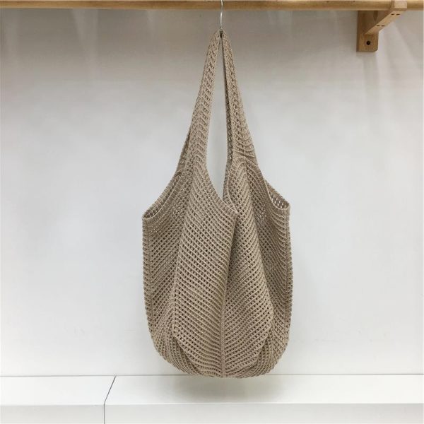 Red Large Hollow Woven Shoulder Bag - Casual Lazy Style, Handmade Korean Version 2025