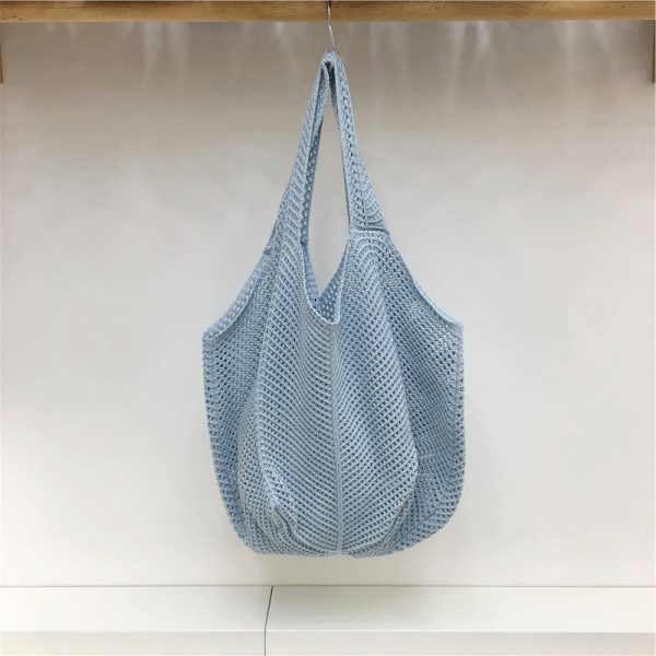 Red Large Hollow Woven Shoulder Bag - Casual Lazy Style, Handmade Korean Version 2025