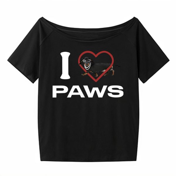 Red Off-Shoulder Short Sleeve Women's Summer T-Shirt with Sausage Dog Print - Casual Loose Fit Sexy American Style Top