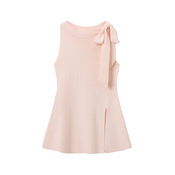 Red Sleeveless Split Back Top for Women, Summer Slim Fit Waist-Defining Blouse, Unique Sweet and Spicy Style