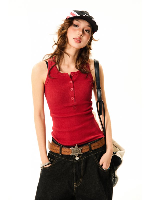 Red Slimming Camisole for Women - Sexy American-Style Sleeveless Summer Top, Versatile Fashion Essential