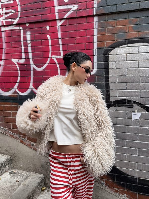 Red Striped Pants - Christmas Series, Festive Holiday Style, Cozy Winter Fashion, Trendy 90s Inspired Look