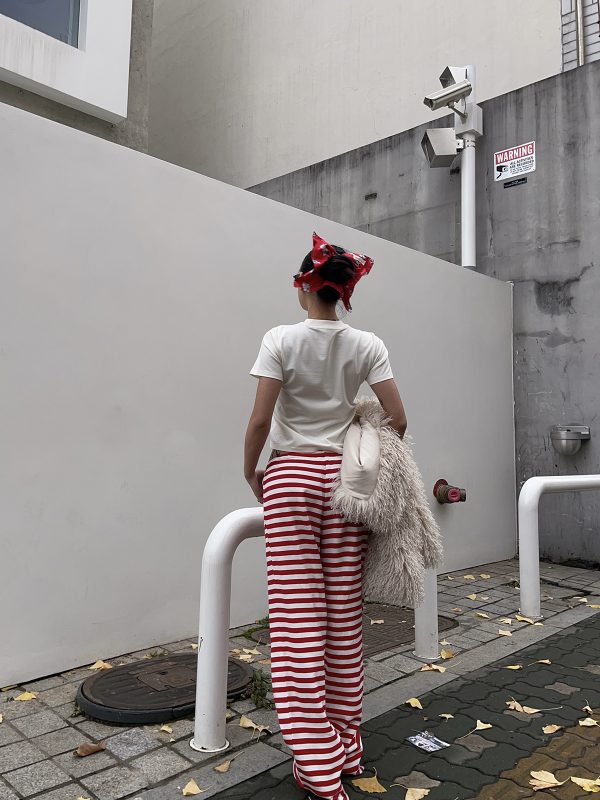 Red Striped Pants - Christmas Series, Festive Holiday Style, Cozy Winter Fashion, Trendy 90s Inspired Look