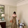 Red Tea Rose French Vintage Ink Wash Printed Slimming Long Dress - Slightly Chubby Fit, Perfect for 90s and Y2K Inspired Looks