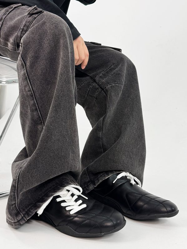 Retro American-Style Leather Derby Shoes for Men and Women, Thin-Soled Sporty Commuting Footwear, Trendy Ballet-Inspired Design