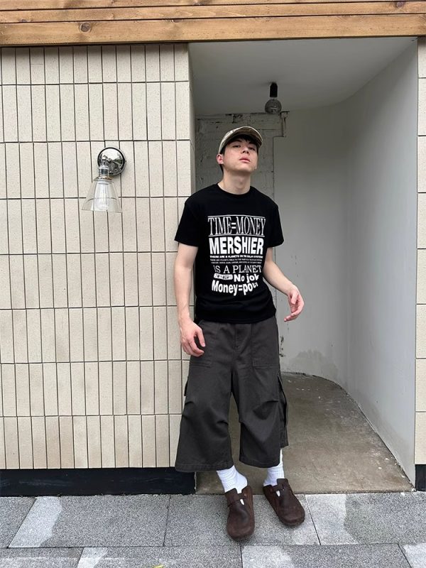 Retro American-Style Loose Wide-Leg Seven-Point Workwear Shorts for Men and Women - Trendy Summer Casual High-End Fashion