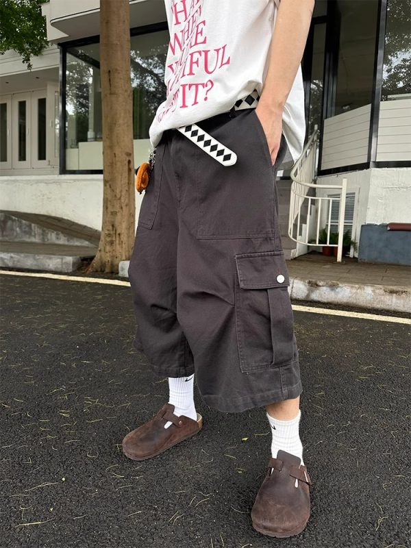 Retro American-Style Loose Wide-Leg Seven-Point Workwear Shorts for Men and Women - Trendy Summer Casual High-End Fashion