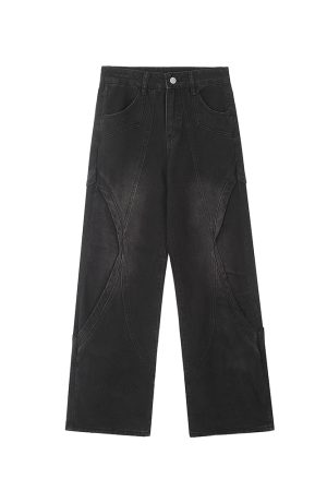 Retro American Vibe Wide-Leg Jeans for Women - Light-Colored Casual Draped Floor-Length Pants for Spring Fashion