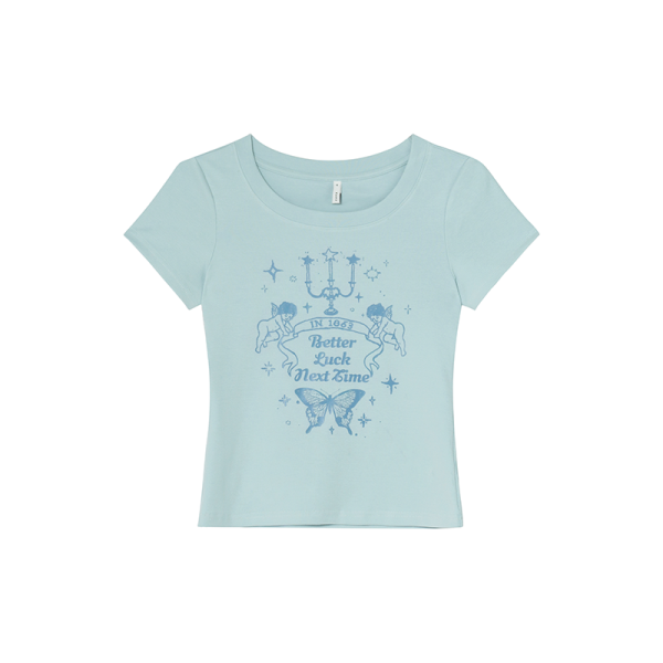 Retro Angel Print Slim Fit Short Sleeve T-Shirt for Women - Summer 2025 Style, Casual, Y2K, Trendy Top