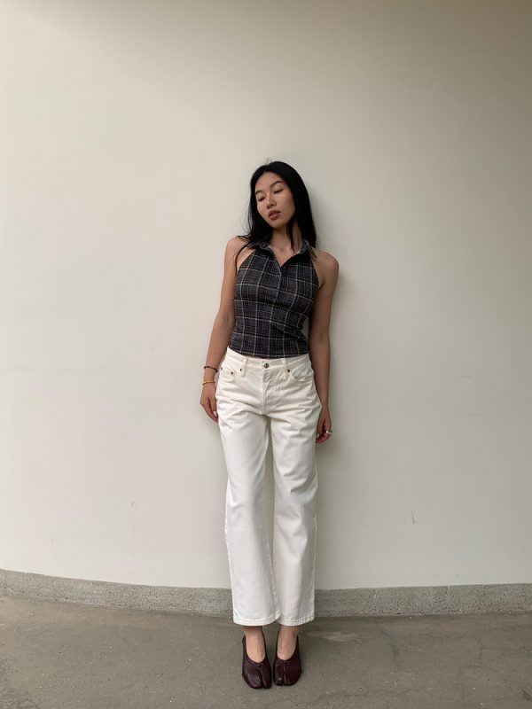 Retro Ankle-Length White Cow Print Capsule Pants - Mid-Low Waist Small Straight Fit, Hip-Enhancing Style, Soap-Scented Design