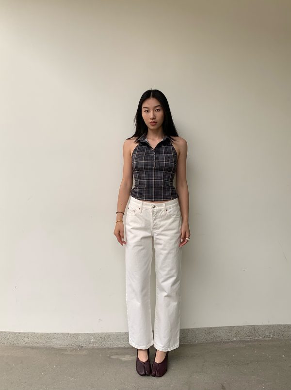 Retro Ankle-Length White Cow Print Capsule Pants - Mid-Low Waist Small Straight Fit, Hip-Enhancing Style, Soap-Scented Design