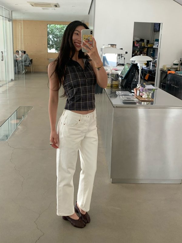 Retro Ankle-Length White Cow Print Capsule Pants - Mid-Low Waist Small Straight Fit, Hip-Enhancing Style, Soap-Scented Design