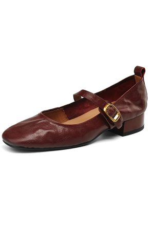Retro Chunky Heel Mid-Heel Mary Jane Shoes for Women â€“ 2025 Spring/Summer Soft Sole Round Toe Lambskin Footwear