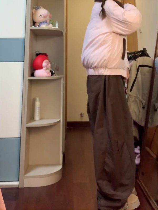 Retro Coffee-Colored Work Pants for Women - Loose Fit, Wide-Leg, Floor-Length Casual Trousers, American-Style, 90s Inspired