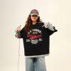 Retro Color-Blocking Loose-Fit Round Neck Long Sleeve T-Shirt for Women - Casual Spring Style, Two-Piece Look