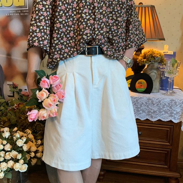 Retro Corduroy Wide-Leg Shorts for Summer - Unisex Casual Loose Fit Straight Pants