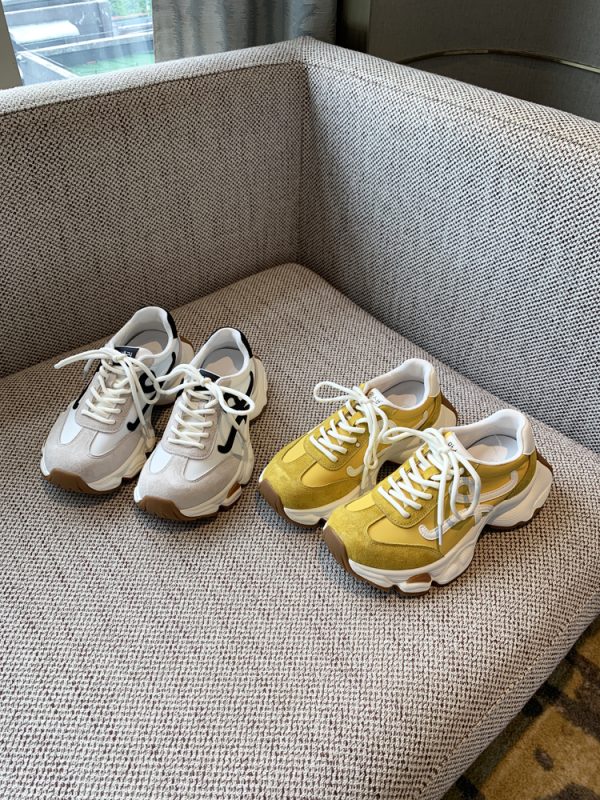 Retro Dad Shoes for Women - 2025 New Style Genuine Leather, Breathable Thick-Soled, Height-Increasing Casual Sports Shoes